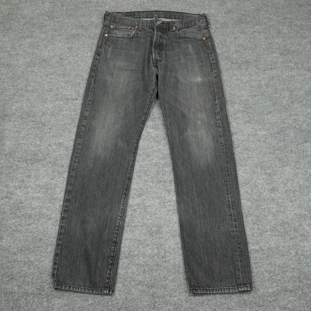 Levi's 501 Jeans Men 34 Black Faded Straight Leg Button Fly Denim 00501-0193